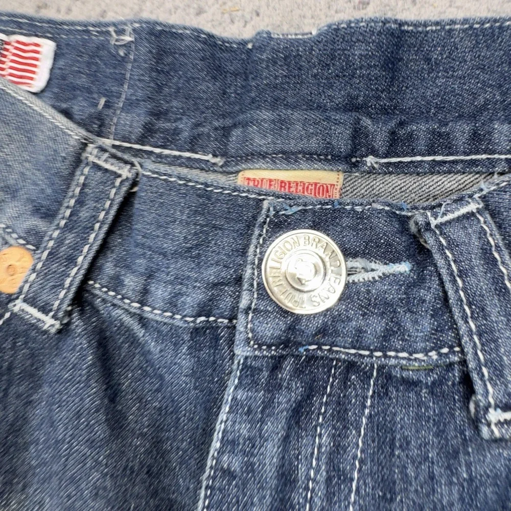 True Religion Jeans Men 34 Blue Medium Wash Billy Super T Relaxed Bootcut Logo